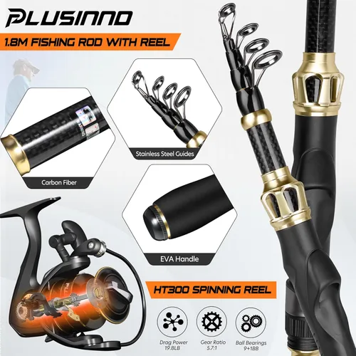 Miniatura 3 de PLUSINNO Fishing Gear,Full Fishing Pole kit Include Fishing Rod and Reel Combo, Tackle Box with Fishing Lures, Fishing Accessories, Fishing