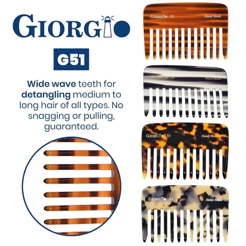 Miniatura 4 de Giorgio G51 - Peine desenredante para el cabello pequeño, peine de bolsillo de dientes anchos para cabello grueso, rizado y ondulado. Peine tortuga