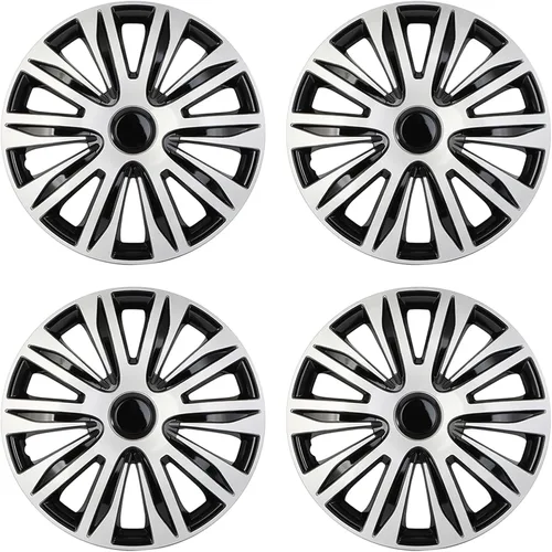 Miniatura 13 de OCPTY 4 unidades de cubiertas de rueda para llantas de coche, 16 pulgadas, tapacubos de rueda de acabado negro brillante y plateado, reemplazos