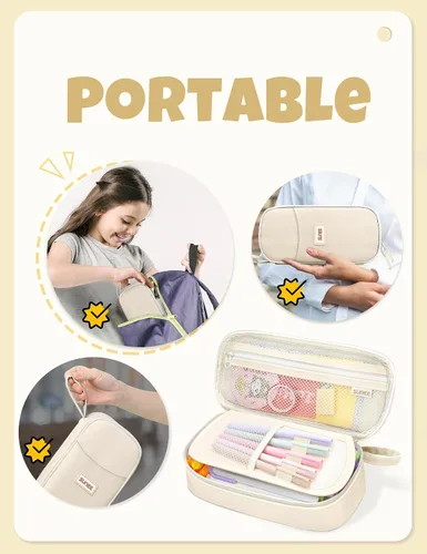 Miniatura 5 de Estuche Lindo para Lápices SUNEE, Funda Estética para Bolígrafos, Bolsa Grande para Lápices de Color con Cremallera, Almacenamiento y Organizador