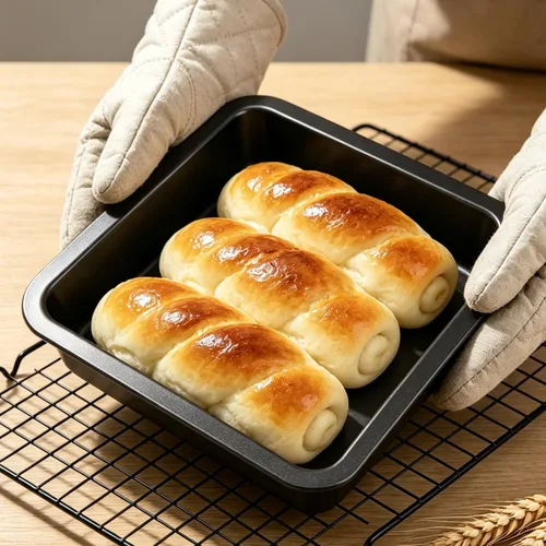 Miniatura 4 de Tissting 2 moldes rectangulares para tartas de 8.9 x 8.9 x 1.8 pulgadas (8.9 x 8.9 x 1.8 in), antiadherentes para pasteles, brownies, lasaña