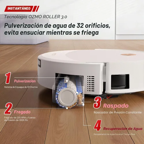 Miniatura 3 de Yeedi Robot aspirador y trapeador M16 Infinity, succión de 30000 Pa, fregona con rodillo autolimpiante, ZeroTangle 4.0 para pelo de mascotas
