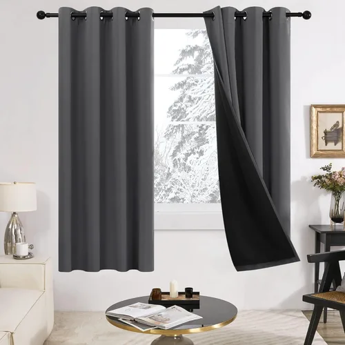 Miniatura 42 de Deconovo Cortinas 100% opacas, cortinas de ventana con aislamiento térmico, paneles reductores de ruido, cortinas de forro negro, con ojales