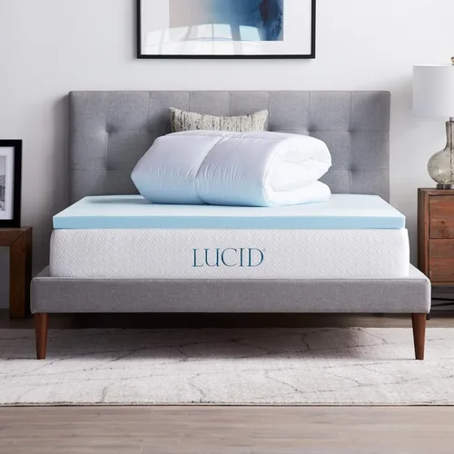 Miniatura 2 de LUCID Cubrecolchón de Alternativa de Plumón y Espuma Viscoelástica de Gel, Twin XL, 4 pulgadas, Tres Cubrecolchones en Uno