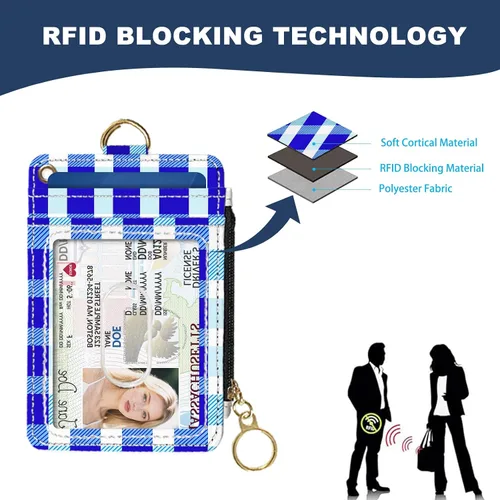 Miniatura 4 de Portafolios delgado Portafolios para tarjetas de crédito, Portafolios RFID para mujer Linda pequeña cartera de bolsillo frontal con cremallera