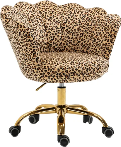 Miniatura 7 de Silla de trabajo cómoda para oficina en casa con ruedas, bonita y moderna tapizada de terciopelo con respaldo de concha, silla de escritorio de Rojo