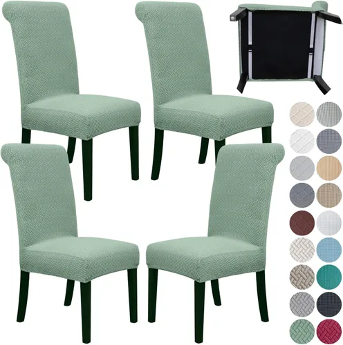 Miniatura 36 de SPRINGRICO Paquete de 2 fundas para sillas de comedor con cinturón de seguridad, fundas elásticas para sillas Parsons lavables, fundas protectoras