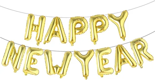 Miniatura 9 de Cartel de Feliz Año Nuevo de 16 pulgadas - Globo de aluminio 2021 para decoración de fiestas, suministros de celebración (negro)