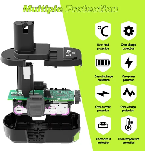 Miniatura 7 de Paquete de 2 baterías de repuesto de 3.6Ah para batería Ryobi de 18 V P102 P103 P104 P107, compatible con herramientas eléctricas inalámbricas Ryobi