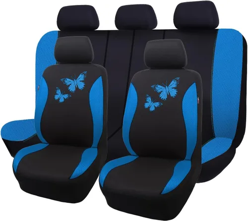 Miniatura 16 de Flying Banner - Juego completo de fundas para asiento de automóvil Butterfly, estilo universal de moda para mujer, para banco trasero (divisible)