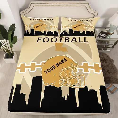 Miniatura 30 de Erosebridal Juego de sábanas bajeras personalizadas de fútbol americano para niños y niñas, juego de cama de jugadores de fútbol, juego de ropa