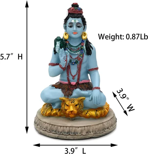 Miniatura 5 de alikiki Estatua hindú de Dios Señor Shiva – 5.7 pulgadas de alto, ídolo Shiva Murti Pooja, artículo Puja Diwali regalos para boda india, baby
