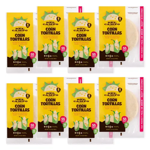 Miniatura 10 de Del Campo Tortillas de maíz suaves, Bolsa redonda de 6 in, 1 lb lb. Auténtica comida mexicana de maíz 100 % natural, sin gluten Opciones