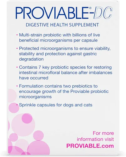 Miniatura 4 de Nutramax Proviable Probióticos para Perros y Gatos, Suplemento Diario para la Salud Digestiva con Múltiples Cepas de Bacterias, Probióticos