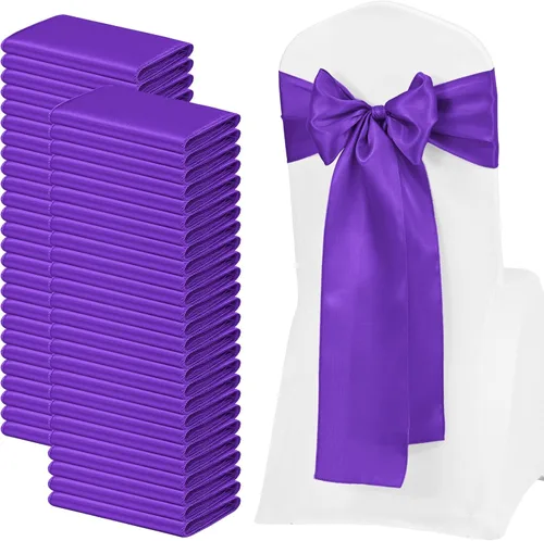 Miniatura 18 de 72 bandas de satén para silla, color azul bebé, lavables y reutilizables, fundas universales para silla, suministros para atar en la espalda