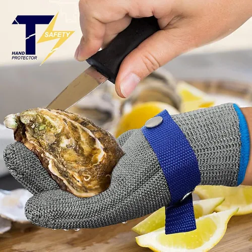 Miniatura 8 de 2.0 ANSI A9 - Guantes resistentes a los cortes de malla de acero inoxidable, guantes de alambre de metal, duraderos y resistentes al óxido, guantes