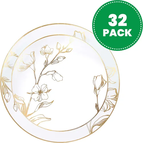 Miniatura 2 de PLASTICPRO - Juego de platos combinados de 32 piezas que incluye platos de 16 a 7 pulgadas y platos de 16 a 10 pulgadas de plástico blanco