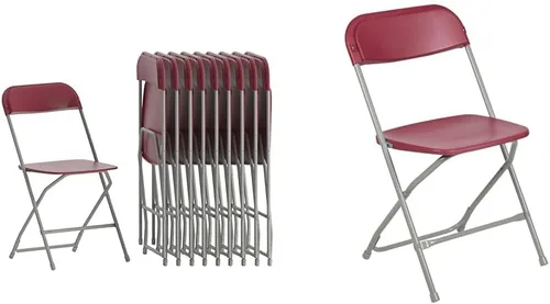 Flash Furniture Paquete de 10 sillas plegables de plástico rojo con capacidad de 650 libras con 2 sillas plegables rojas, capacidad de 650 libras