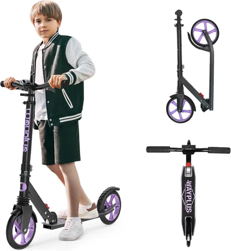Miniatura 10 de WAYPLUS KS1 Kick Scooter para mayores de 6 años, niños, adolescentes y adultos. Carga máxima de 240 libras. Plegable, ligero, ruedas grandes de 8