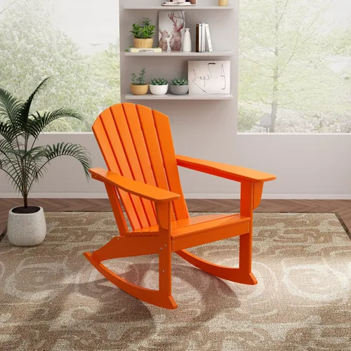 Miniatura 54 de WO Home Furniture Silla Mecedora de Patio al Aire Libre Tradicional HDPE Resistente a los Rayos UV (Negro)