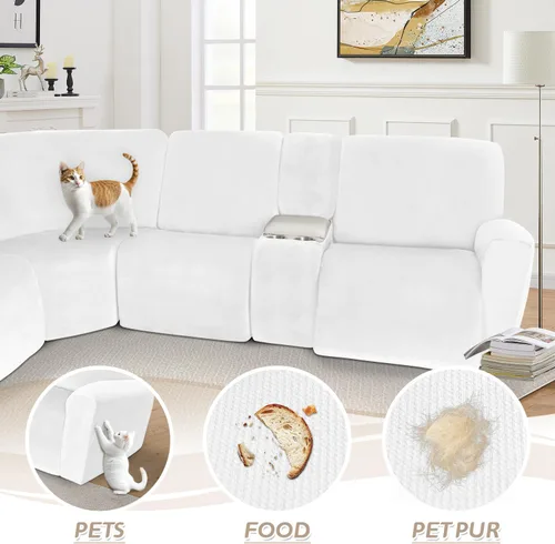 Miniatura 283 de Arfntevss Fundas de sofá seccional reclinable de terciopelo, Funda de sofá seccional de esquina para sofá reclinable, Funda elástica suave
