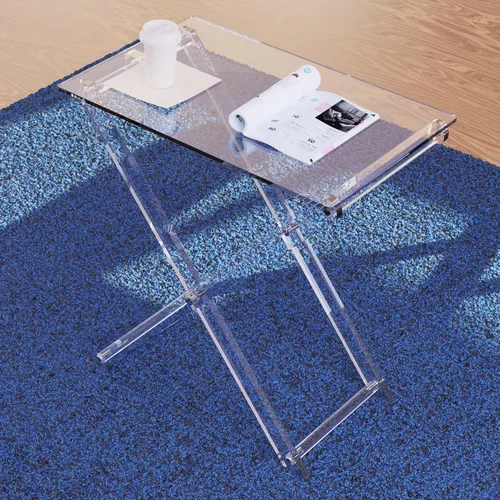 Miniatura 5 de Bandeja de TV grande de acrílico plegable, mesa auxiliar plegable, mesa auxiliar moderna para escritorio pequeño, mesa auxiliar para sala de estar