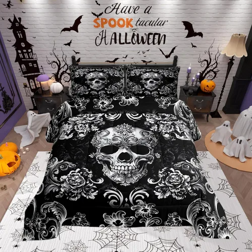 Miniatura 14 de Castle Fairy Juego de edredón tamaño twin con lobo, animales salvajes y plantas, exótico, bohemio, loto misterioso, colección de cama suave