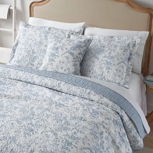 Miniatura 5 de Laura Ashley - Juego de edredón individual, juego de ropa de cama reversible de algodón con funda de almohada adicional, decoración del hogar