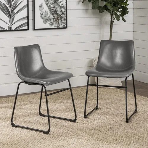 Miniatura 18 de LEMBERI Juego de 2 sillas de comedor de piel sintética, modernas sillas de cocina y comedor de 18 pulgadas con respaldo y patas de metal, cómodo