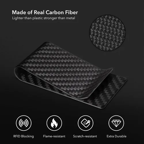 Miniatura 12 de SERMAN BRANDS Clip de dinero de fibra de carbono para hombres – Cartera delgada con clip de dinero RFID, bolsillo frontal minimalista, cartera EDC