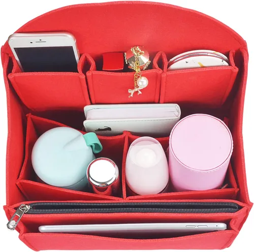 Miniatura 6 de Organizador de mochila de fieltro, organizador de bolso para hombres y mujeres, mochila mochila bolso de hombro (rojo, grande)
