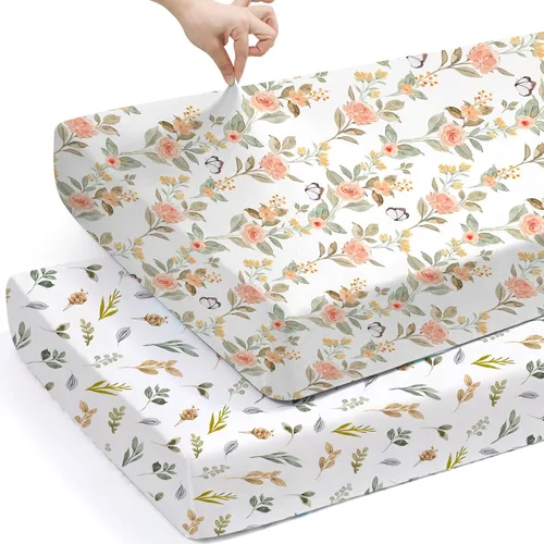 Miniatura 89 de Pack n Play Sheets, BROLEX 2 Pack Mini Crib Sheets,Stretchy Portable Fitted Playard Sheet Set, Convertible Playard Mattress Cover,Ultra Soft