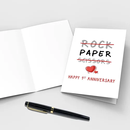 Miniatura 3 de Qiliji Tarjeta de feliz primer aniversario, divertida tarjeta de aniversario de boda de 1 año, tarjeta de felicitación de aniversario de papel