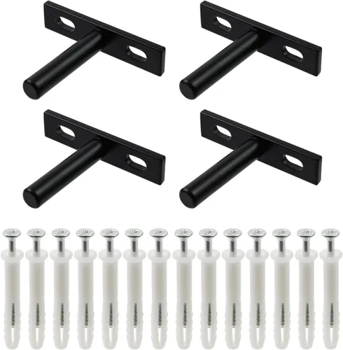 Antrader Soporte de Estante Flotante Negro, 4 Piezas Soportes Ocultos de Estante de 2 Pulgadas Soporte Ciego de Estante Soportes Ocultos para