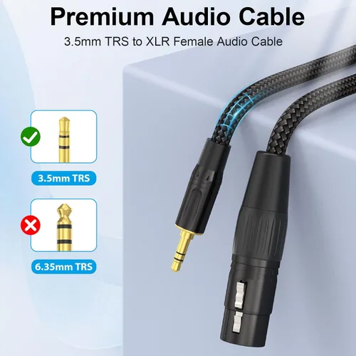 Miniatura 4 de HOSONGIN Cable XLR hembra a TRS macho de 3,5 mm sin equilibrio, conector de micrófono XLR hembra de 1/8 pulgadas para consola de mezcla, tableta