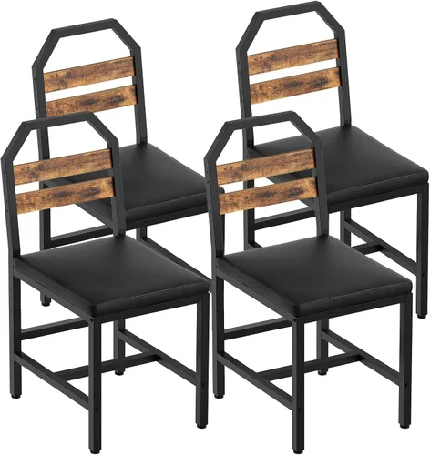 YATINEY CY02L4BR - Sillas de comedor, sillas de cocina con soporte trasero, asiento tapizado y patas de metal, para cocina, sala de estar, marrón