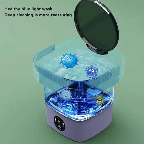 Miniatura 5 de Luqeeg Lavadora portátil, mini lavadora plegable de 6.5 litros con tubo de agua, lavado profundo y centrifugado para dormitorio, camping, caravana