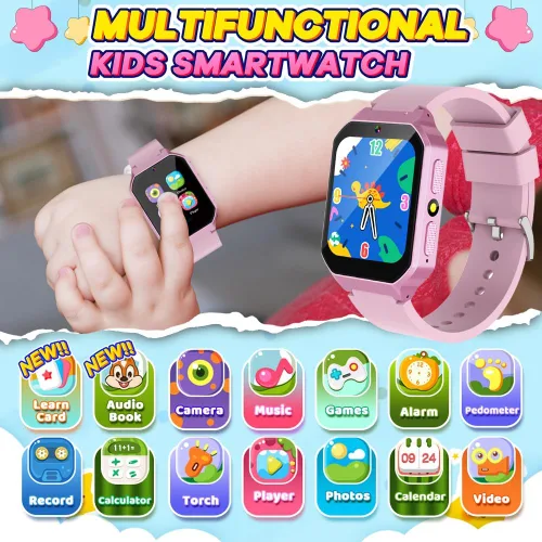 Miniatura 2 de Reloj inteligente para niños de 6 a 12 años, juguetes con 26 juegos, reproductor de música, pantalla táctil HD de 1.69 pulgadas, cámara de video