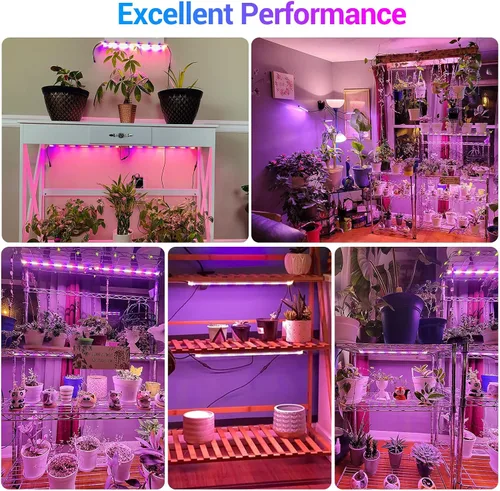 Miniatura 7 de Tiras de luces LED de cultivo para plantas de interior, 3 modos de trabajo y 10 niveles regulables, luces de plantas con temporizador de ciclo