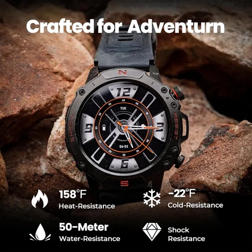 Miniatura 2 de WalkerFit Reloj inteligente para hombres, pantalla AMOLED redonda de 1.43", 5 ATM resistente al agua, monitor de frecuencia cardíaca y sueño