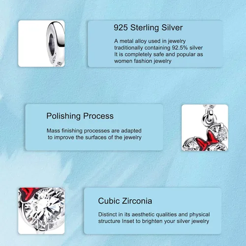 Miniatura 31 de Dijes de plata de ley 925 de dibujos animados de pato, ratón, oso, elefante, dragón chino, cuentas colgantes para pulseras y collares, joyería