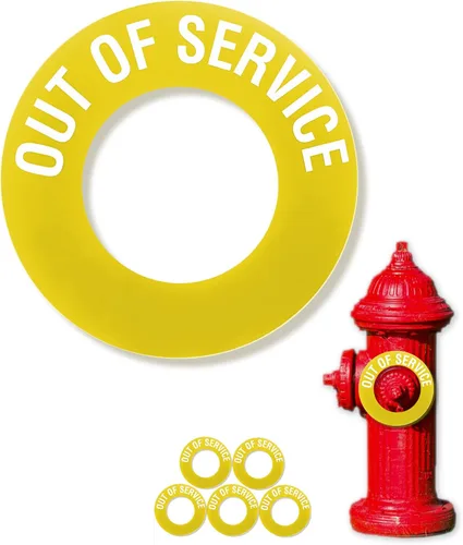 Anillo "fuera de servicio" para puerto de hidrante de incendios de 2.5 y 4.5 pulgadas, paquete de 5, PVC, texto de etiqueta blanca, (2.5 pulgadas,