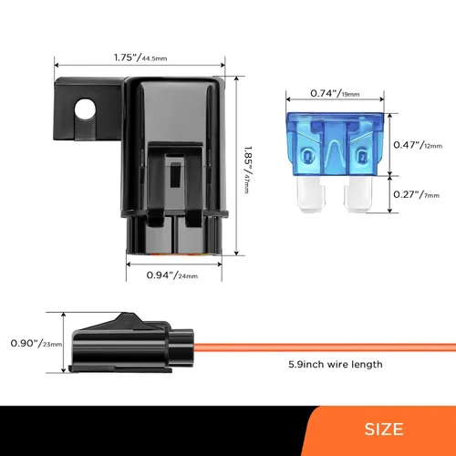 Miniatura 2 de Recoil Paquete de 3 portafusibles impermeables ATC ATO en línea 16AWG con 3 fusibles de 10 A y 3 fusibles de 15 A