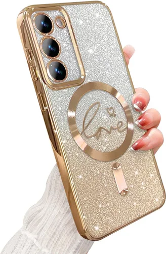Miniatura 64 de ZONRW - Funda para Samsung Galaxy S22 Ultra magnética, para mujeres y niñas, cubierta trasera suave, lujosa, con corazón de amor, bling, degradado