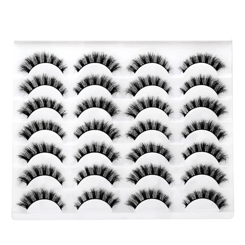 Miniatura 357 de Pooplunch - Pestañas postizas finas de visón sintético, estilo ojo de gato, naturales, cruzadas, tipo racimo, efecto 8D de volumen, tiras