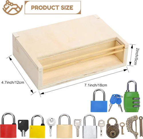 Miniatura 4 de Woodtoe 8 piezas de juguete de cerradura y llave Montessori, juguetes Montessori para niños pequeños de 3, 4, 5 años, juego de herramientas