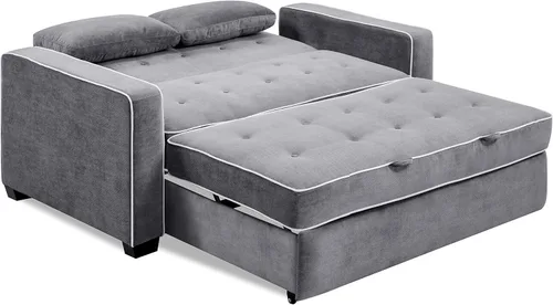 Miniatura 3 de Serta Ainsley Sofá Cama Convertible de 66.5", Tamaño Full, Dreamcoil Comfort, Tela Tejida Suave, Carbón
