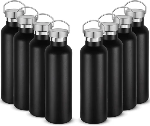 Miniatura 34 de Volhoply 24 onzas Botella de agua aislada con boca estándar con tapa de combinación de plástico y acero inoxidable, botellas de agua de 304 18/8