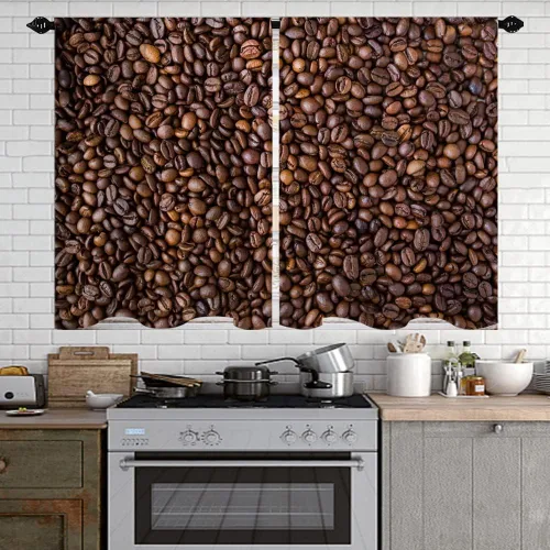 Miniatura 2 de Cortinas de café en grano de cocina, té de la tarde, con bolsillo para barra, cortinas cortas para ventana de baño, juego de 2 paneles de 27.5