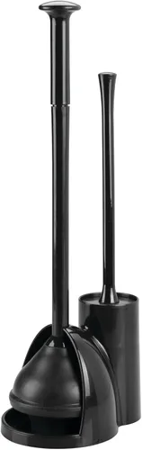 Miniatura 9 de mDesign Juego oculto de émbolo y cepillo para taza de inodoro - Combo con soporte - Colección Aura - Negro